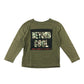 Primark t-shirt 5-6 years khaki green Beyond Cool print long sleeve cotton