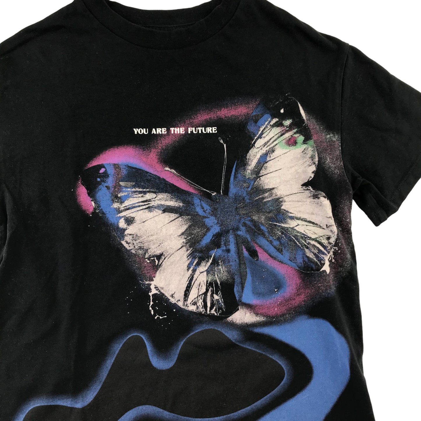 Next t-shirt 5-6 years black oversized butterfly print short sleeve cotton