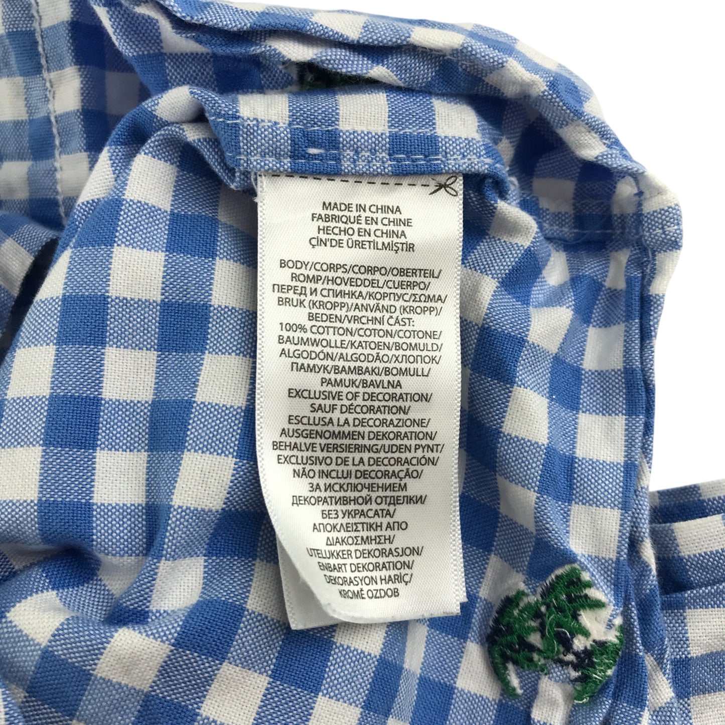Ralph Lauren shirt 5-6 years white and blue checked with palm tree embroidery cotton