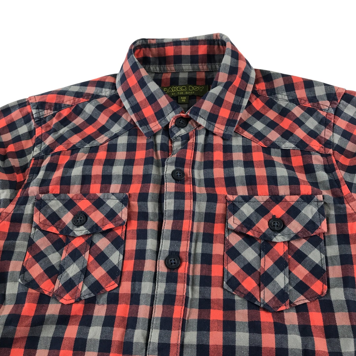 Ted Baker shirt 9-10 years red grey and navy checked long sleeve