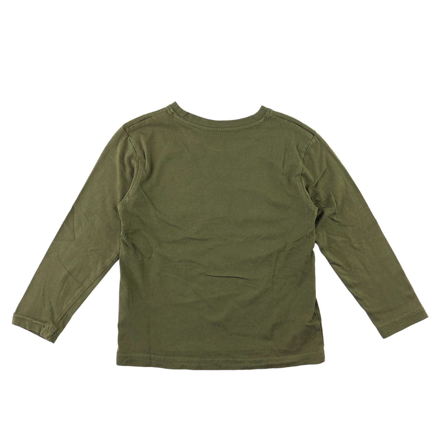 Primark t-shirt 5-6 years khaki green Beyond Cool print long sleeve cotton