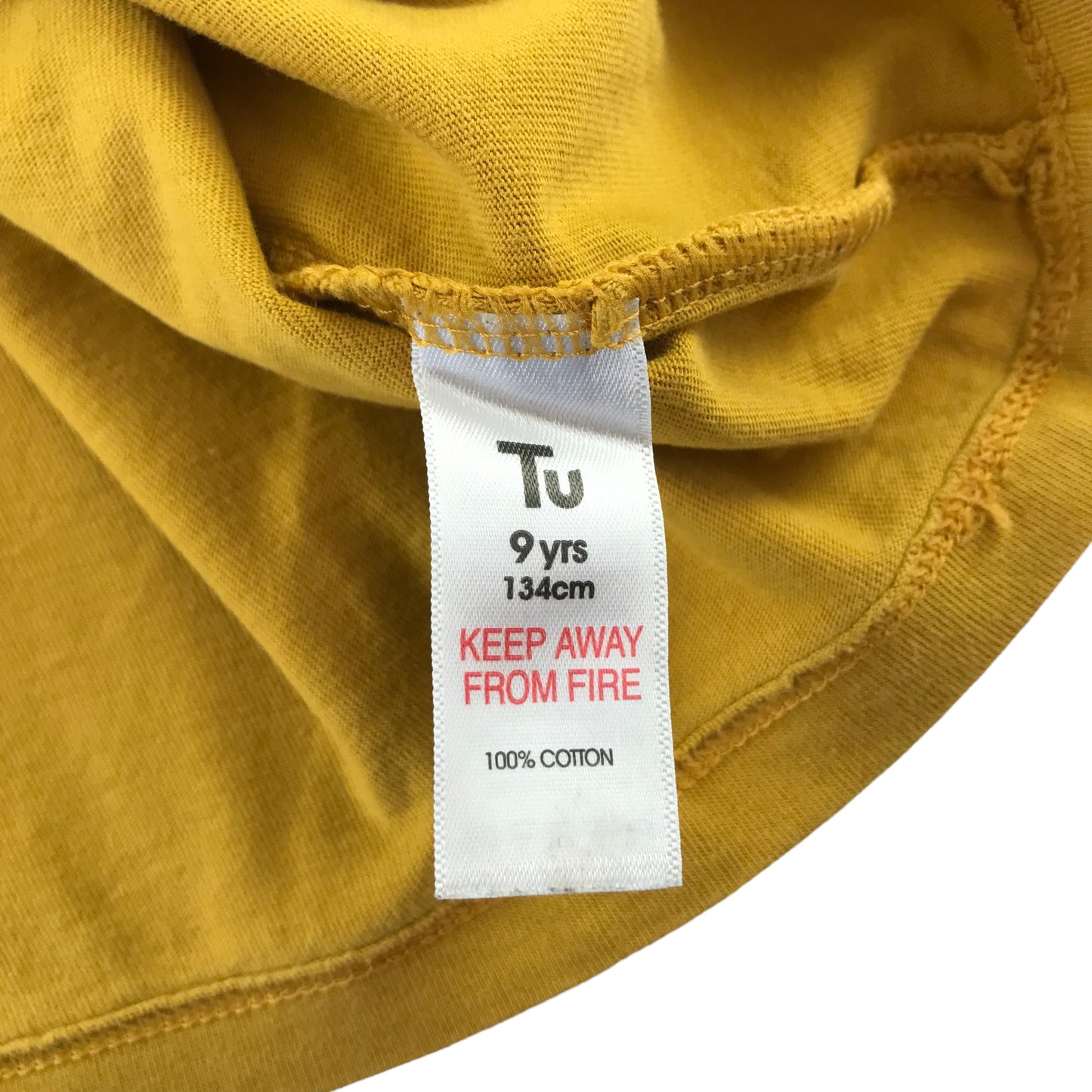 Tu t-shirt 8-9 years mustard yellow plain long sleeve cotton