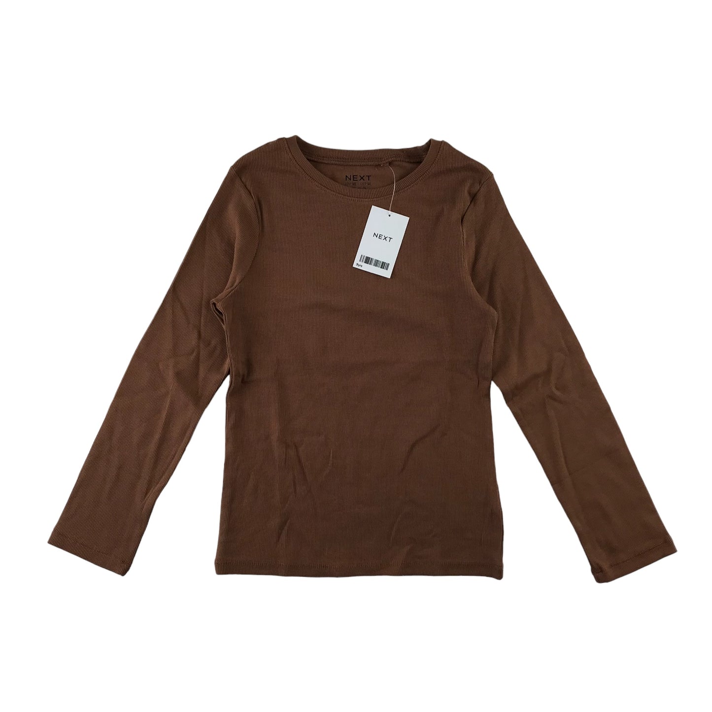 Next t-shirt 8-9 years brown long sleeve stretchy plain