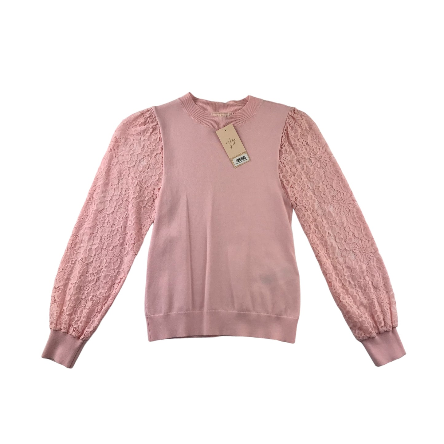 Lipsy London Jumper Age 11 Pink Lace Sleeves