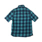 Next Shirt Age 8 Blue and Navy Checked Short Sleeve Button Up Cotton