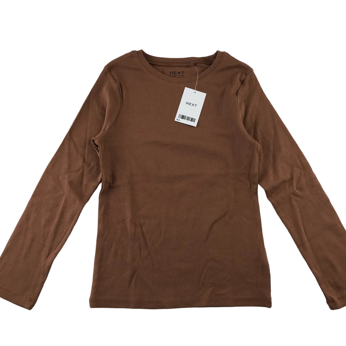 Next t-shirt 8-9 years brown long sleeve stretchy plain