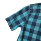 Next Shirt Age 8 Blue and Navy Checked Short Sleeve Button Up Cotton