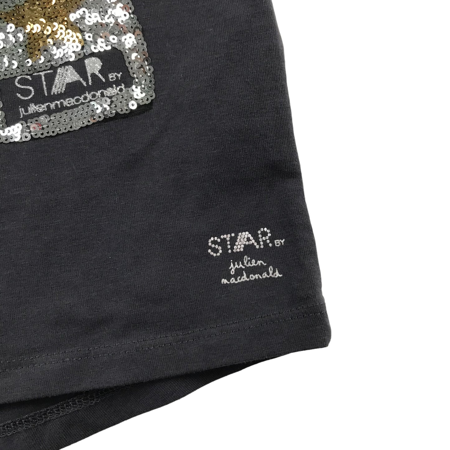 STAR by Julien MacDonald t-shirt 8-9 years dark grey sequin Paris theme tank top