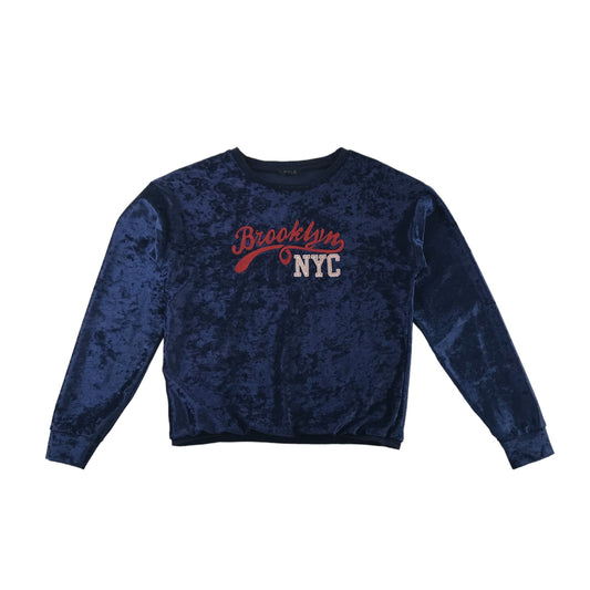 M&Co Kylie Sweater Age 11 Navy Blue Velvet Brooklyn NYC