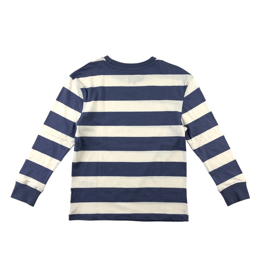 M&S T-Shirt 6-7 Years White and Blue Stripes