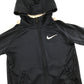 Nike sports hoodie 6-7 years navy full zipper with white shoulder stripes stopping midway