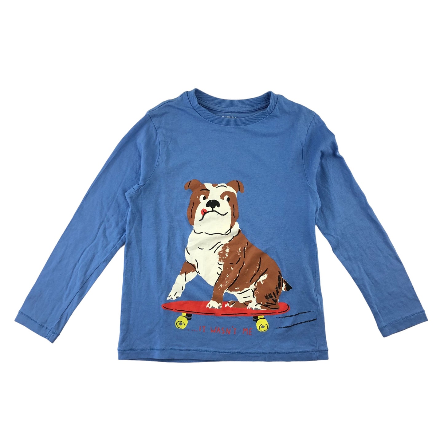 M&S T-Shirt 6-7 Years Blue Staking Dog Graphic