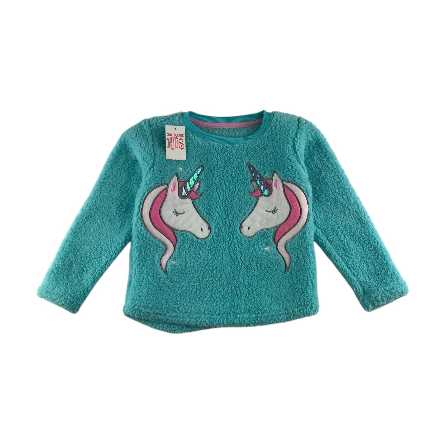 Matalan pyjama top 5-6 years light blue fluffy unicorn