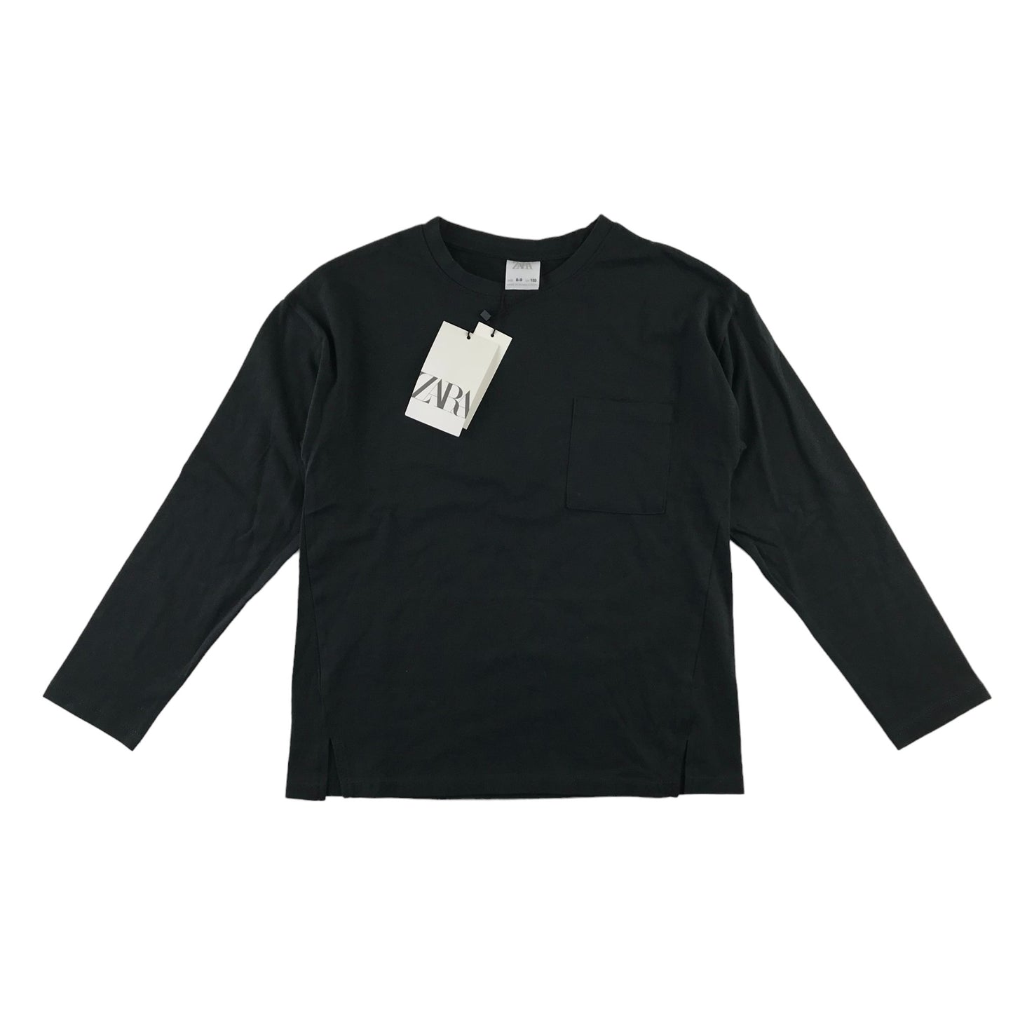 Zara t-shirt 8-9 years dark grey plain long sleeve cotton