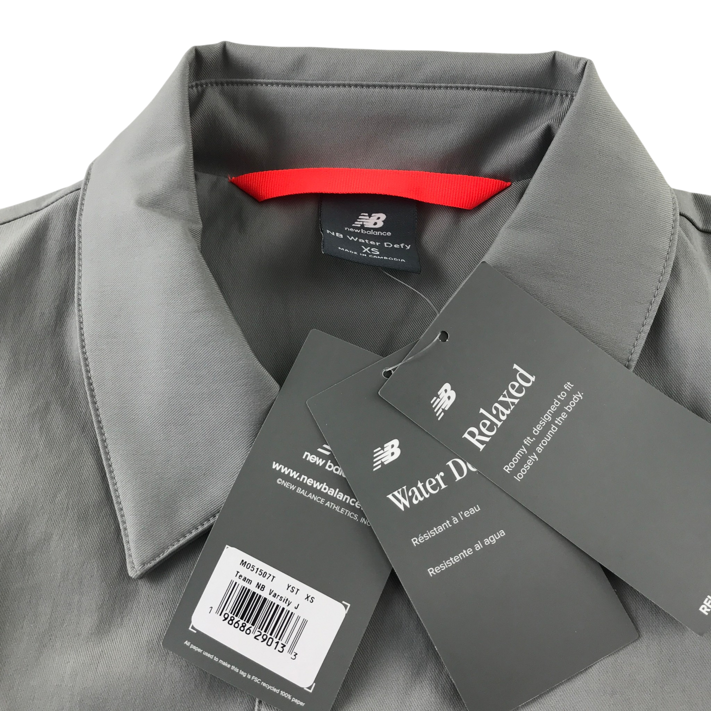 New Balance XS grey 'water defy' jacket