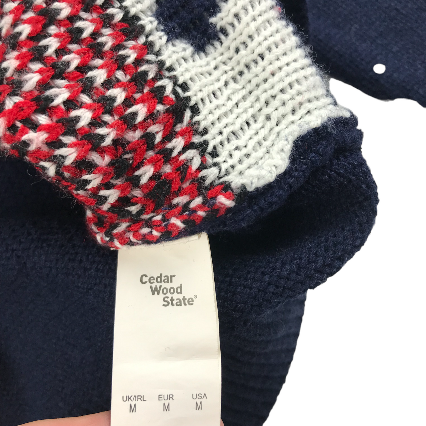 Primark Christmas Jumper Adult Medium Navy State Elf Jingle Bell