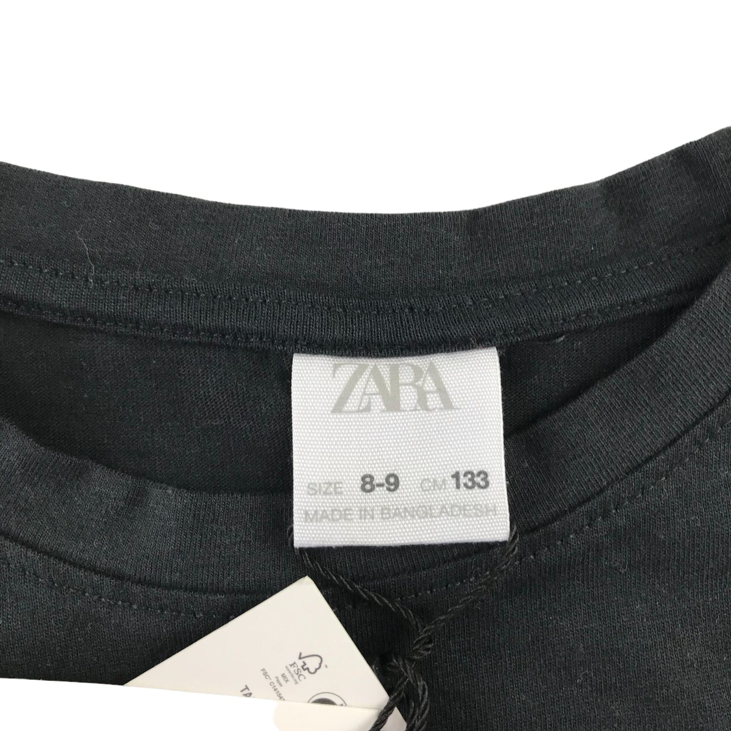 Zara t-shirt 8-9 years dark grey plain long sleeve cotton