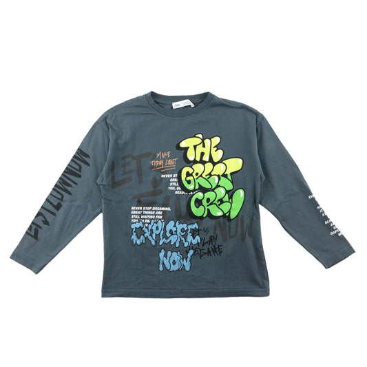 Zara T-Shirt 6-7 Years Grey Graffiti Graphic Tee