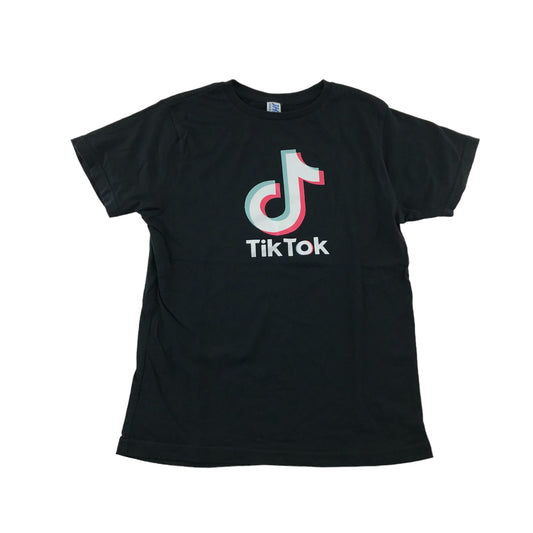 JHK t-shirt 9-11 years black TikTok logo short sleeve cotton