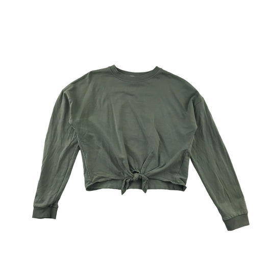 H&M Sweater Age 12 Light Khaki Green Cropped Cotton