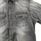 Next Shirt Age 8 Grey Plain Denim Pattern Short Sleeve Button Up Cotton