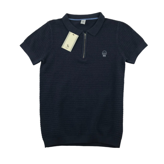 Tu polo shirt 9-10 years navy blue short sleeve knitted cotton