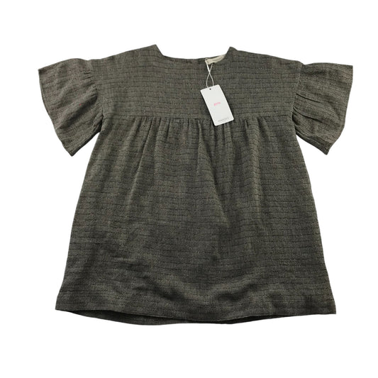 Mango blouse 7-8 years warm grey short sleeve wool blend