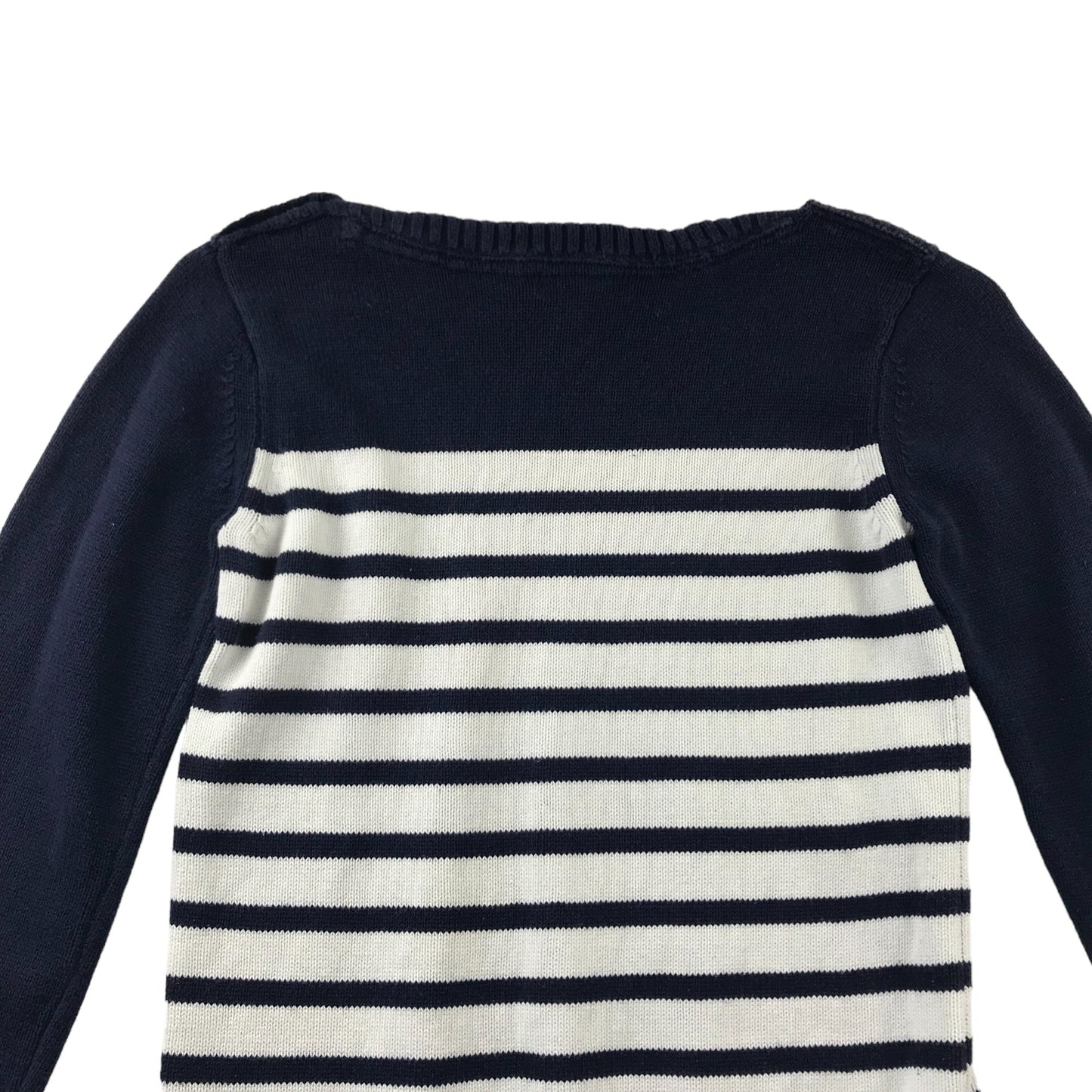 GAP Jumper Age 11-12 Navy Blue White Stripy Knit Cotton