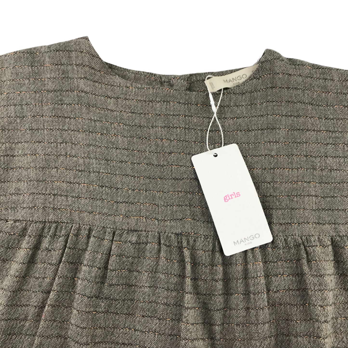 Mango blouse 7-8 years warm grey short sleeve wool blend