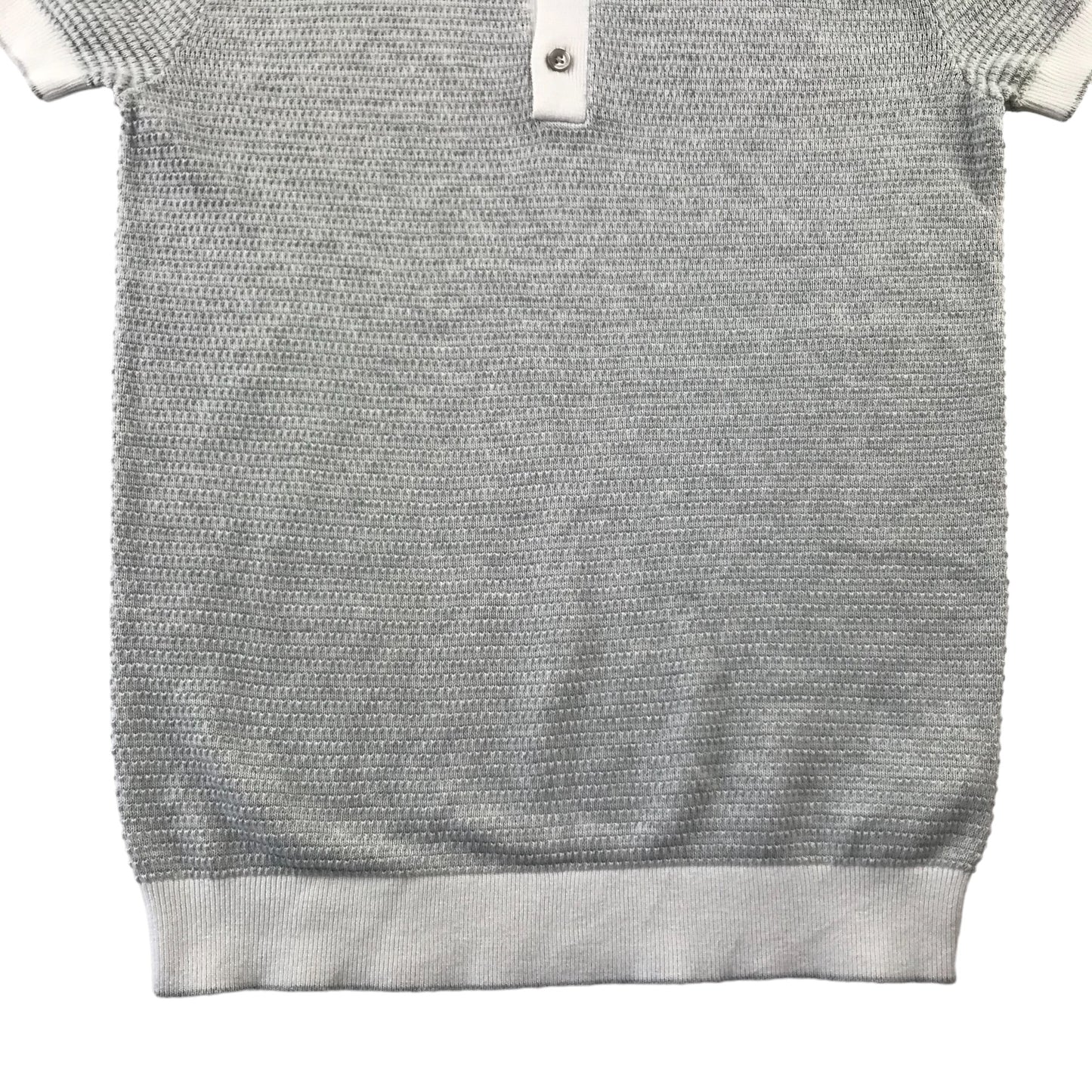 Next Polo Shirt Age 12 Grey with White Details Short Sleeve Button Up Collar Cotton