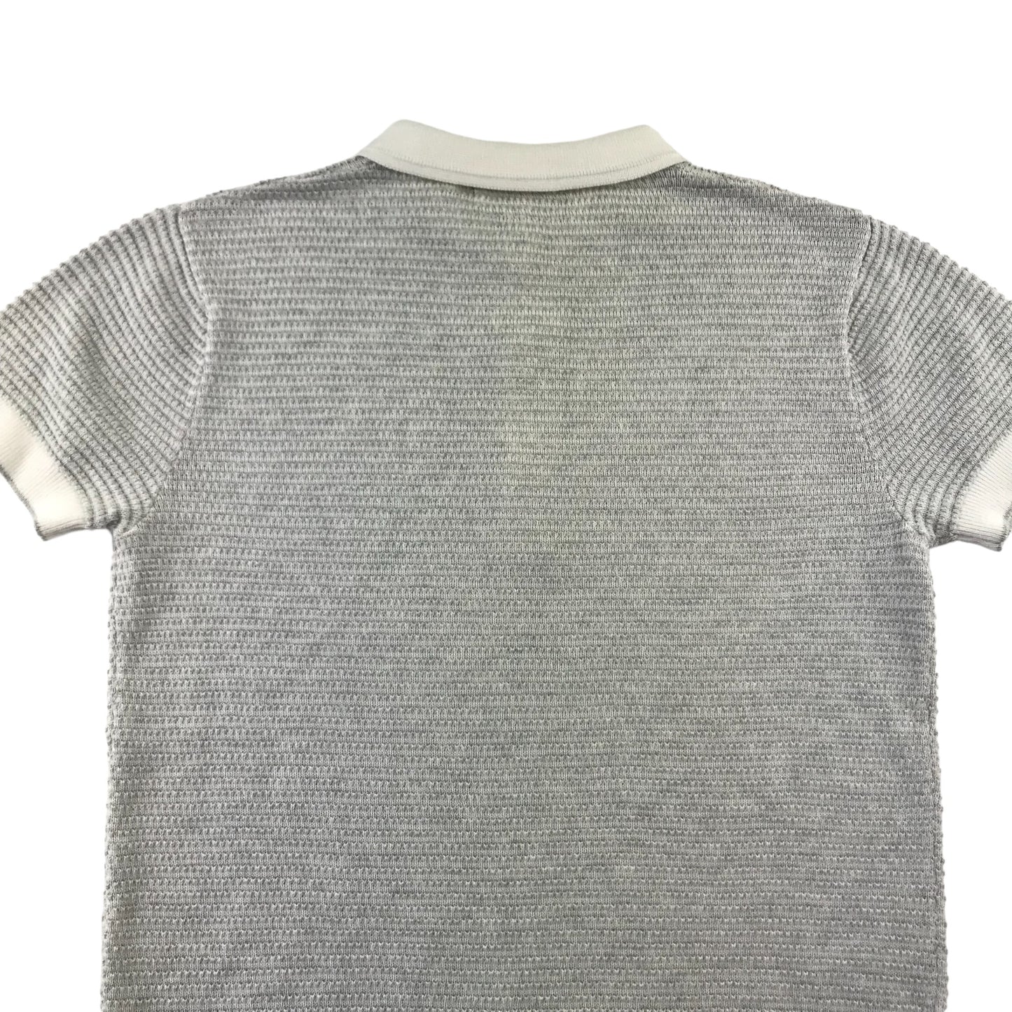 Next Polo Shirt Age 12 Grey with White Details Short Sleeve Button Up Collar Cotton