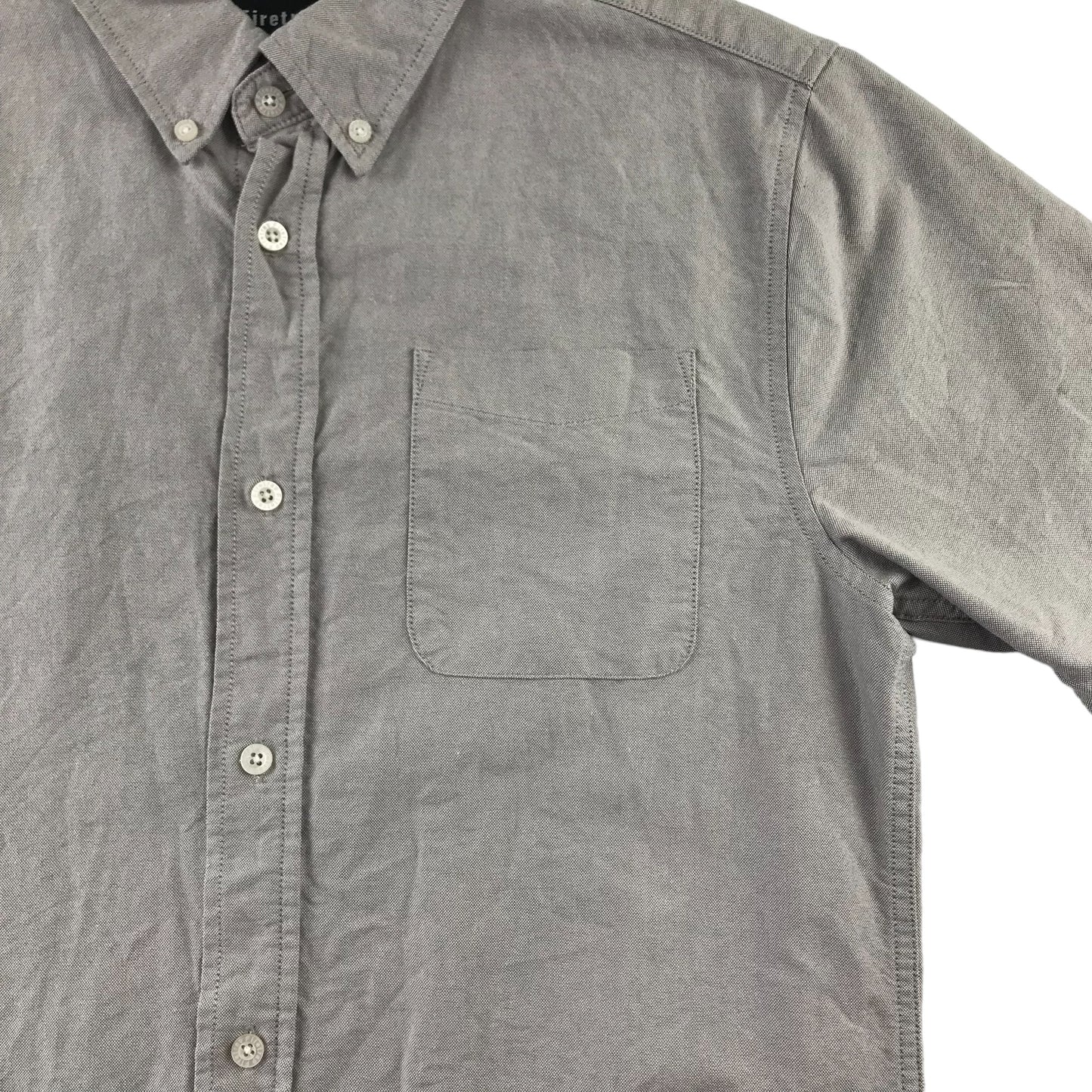 Firetrap Shirt Mens Medium Grey Plain Pattern Short Sleeve Button Up Cotton