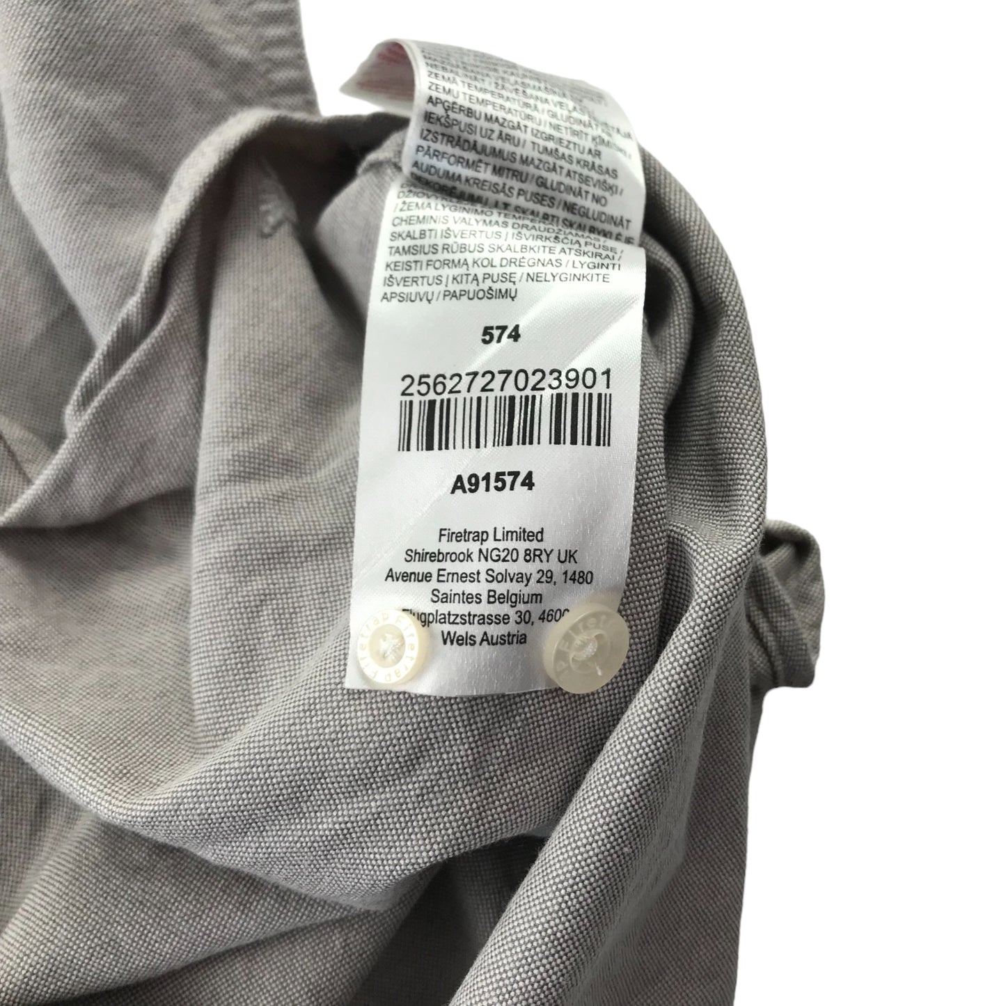 Firetrap Shirt Mens Medium Grey Plain Pattern Short Sleeve Button Up Cotton
