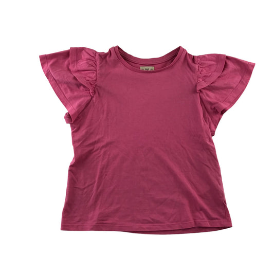 F&F t-shirt 9-10 years pink butterfly cap sleeve plain cotton