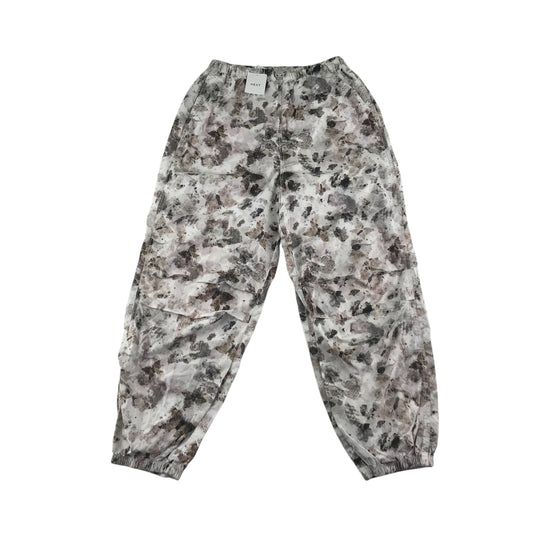 Next trousers 11-12 years white and brown camo style pattern light baggy fit cotton