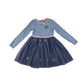 Matalan dress 5-6 years blue stripy top with tulle glittery stars