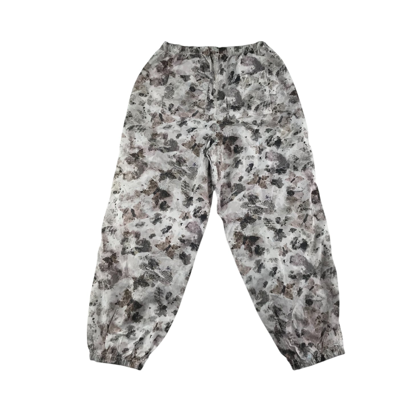 Next trousers 11-12 years white and brown camo style pattern light baggy fit cotton