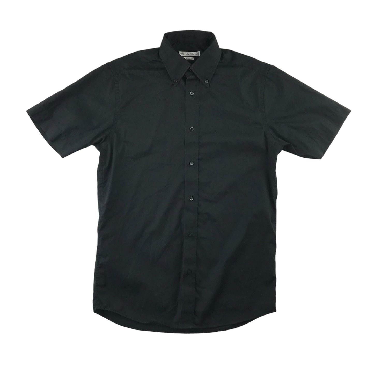 Black Shirt Mens Small Black Plain Pattern Short Sleeve Button Up