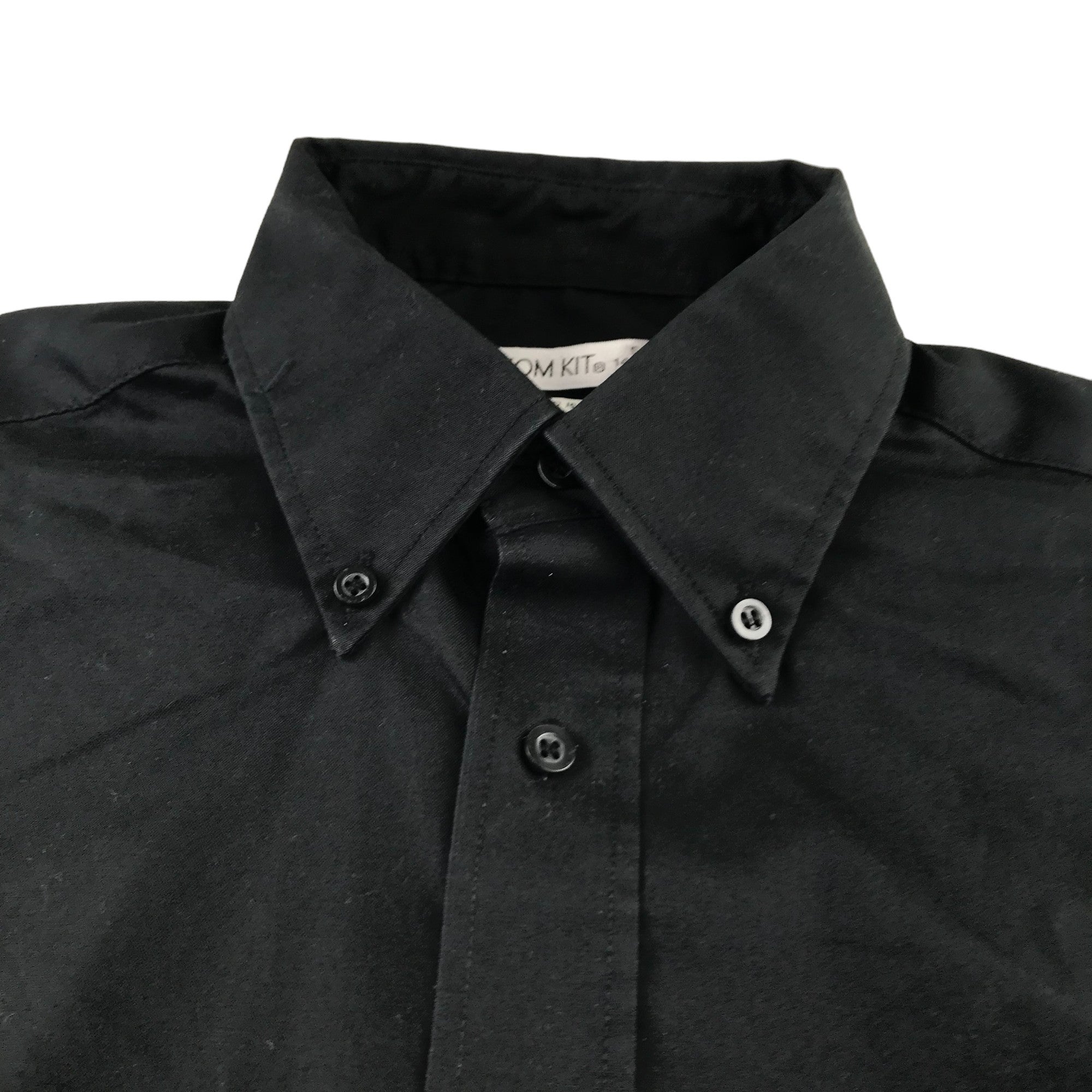 Black Shirt Mens Small Black Plain Pattern Short Sleeve Button Up