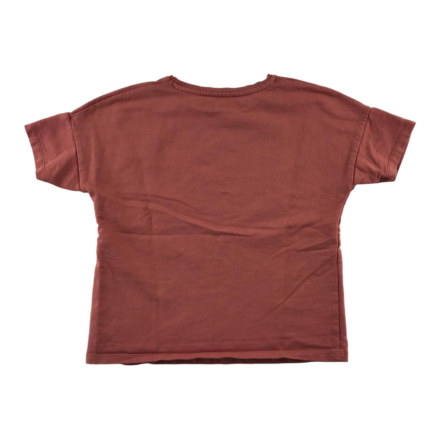 Nutmeg t-shirt 9-10 years red clay short sleeve text embroidery