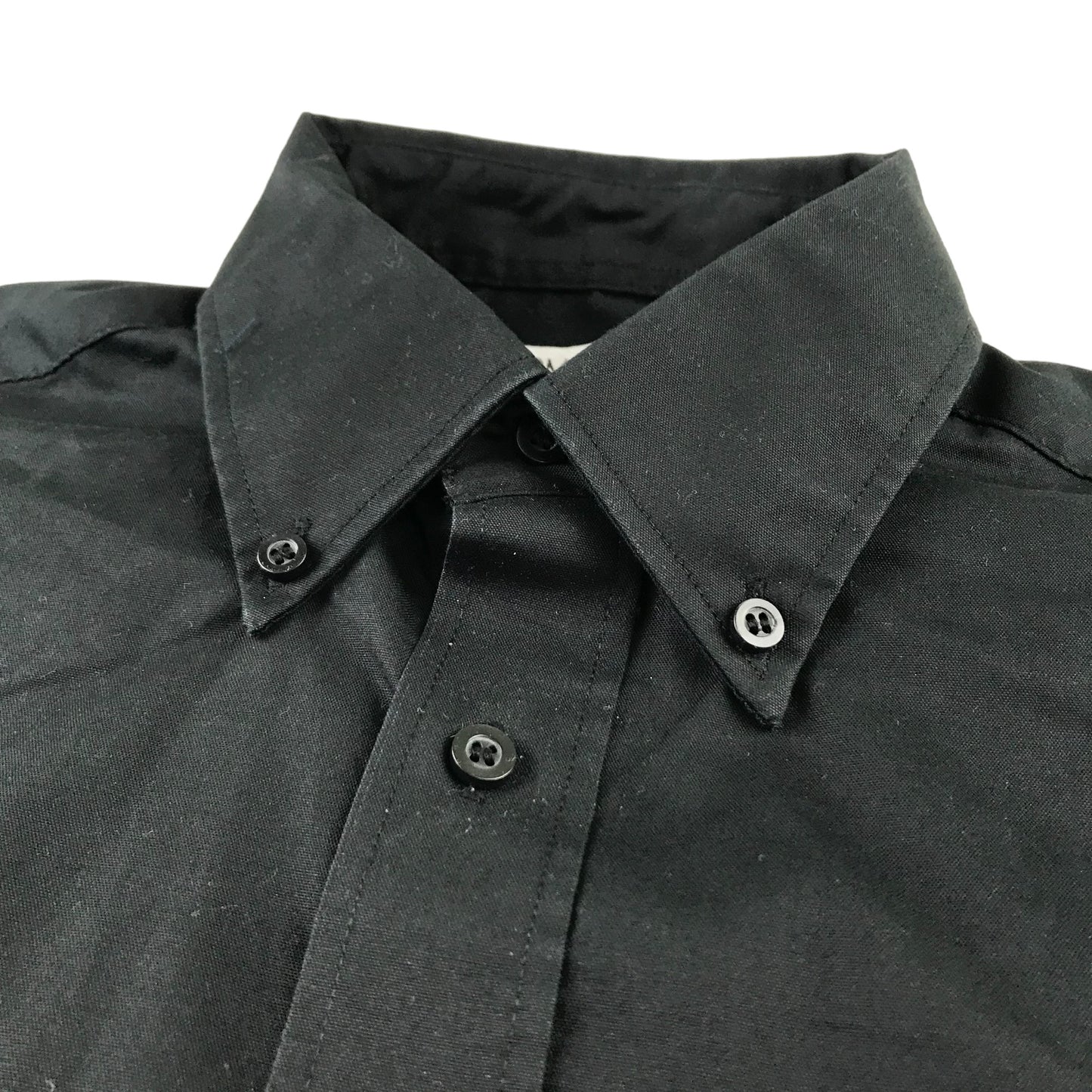 Black Shirt Mens Small Black Plain Pattern Short Sleeve Button Up