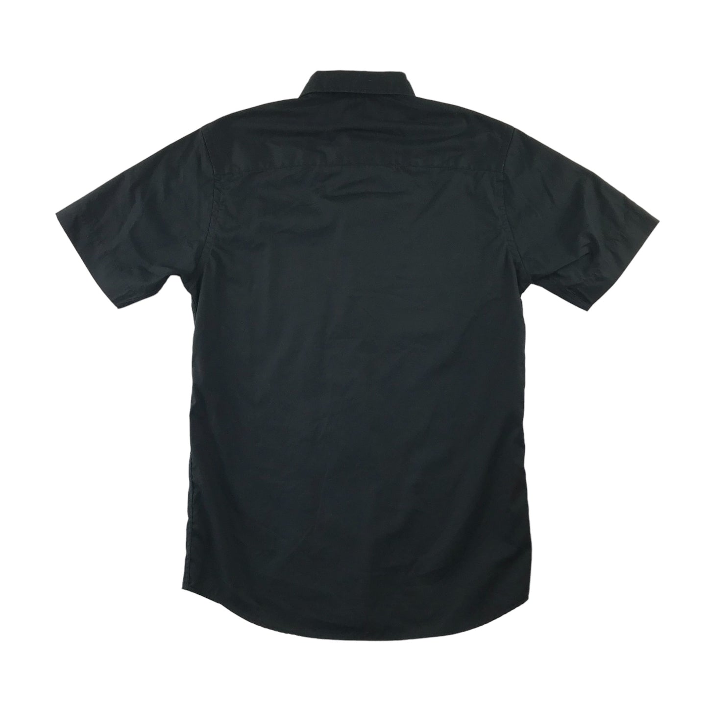 Black Shirt Mens Small Black Plain Pattern Short Sleeve Button Up