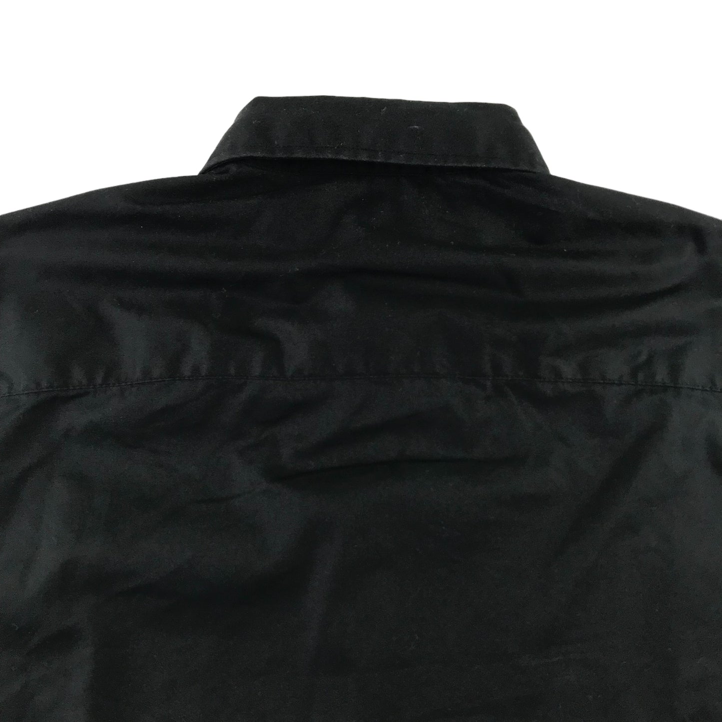 Black Shirt Mens Small Black Plain Pattern Short Sleeve Button Up