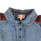 JPW junior dress 7-8 years blue denim button up top with red tartan shirt and shoulders cotton