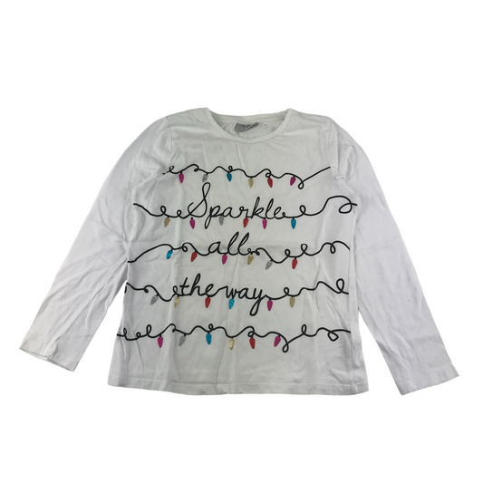Matalan Christmas T-shirt Age 9 White Sparkle All The Way