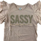 River Island t-shirt 9-10 years light beige glittery SASSY print frilled sleeves