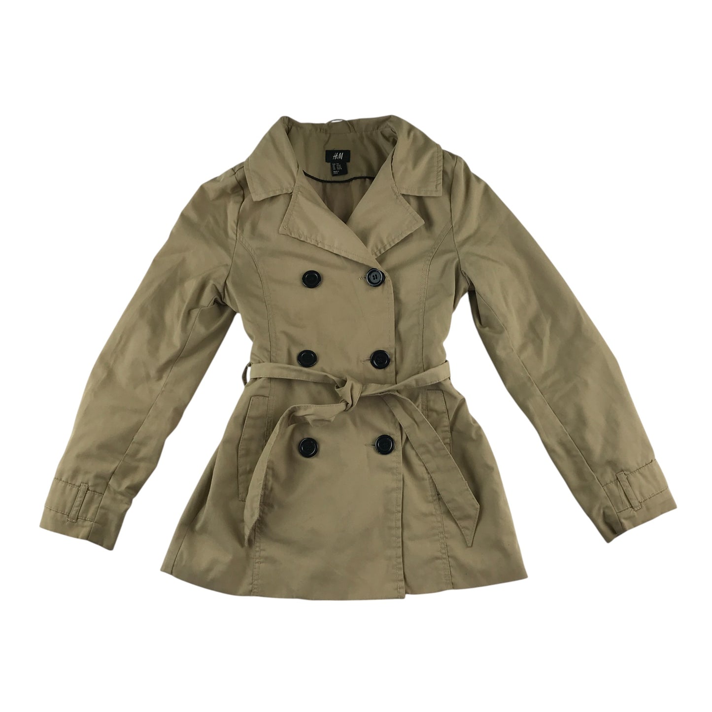 H&M coat 11-12 years beige light trench with canvas belt