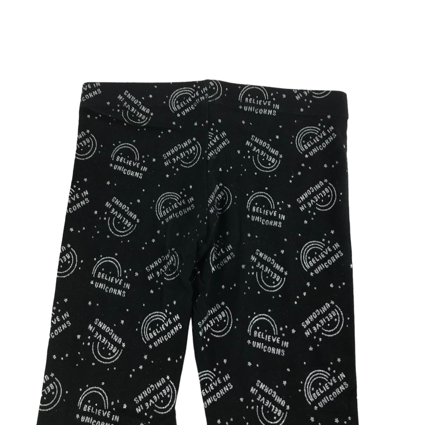 F&F Leggings Age 8 Black Believe in Unicorns Text Print Pattern