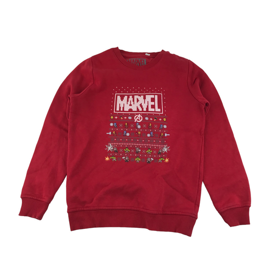 Avengers Christmas Jumper Age 9 Red Marvel Jersey