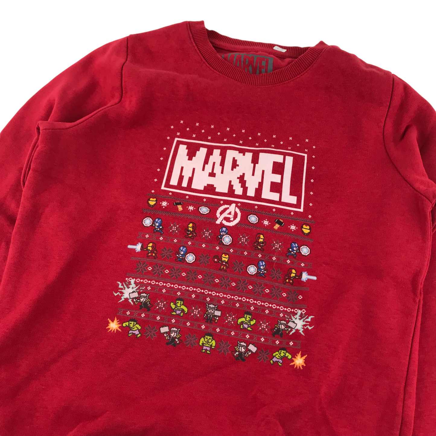 Avengers Christmas Jumper Age 9 Red Marvel Jersey